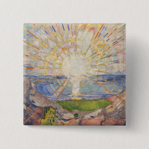 Edvard Munch Mural Painting The Sun (Solen) (1911) 15 Cm Square Badge