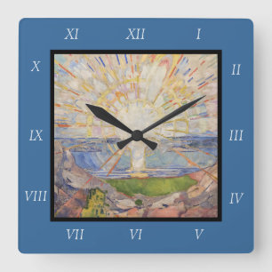 Edvard Munch Mural Painting The Sun (Solen) (1911) Square Wall Clock