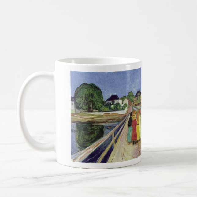 Edvard Munch Painting Girls on the Bridge (c 1902) Coffee Mug (Left)