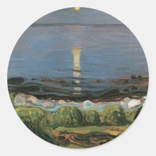 Edvard Munch Painting, Summer Night by the Beach Classic Round Sticker