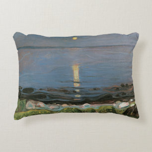 Edvard Munch Painting, Summer Night by the Beach Decorative Cushion