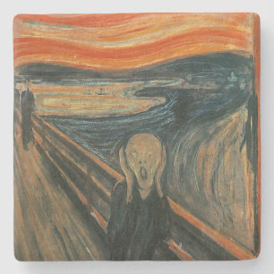 Edvard Munch Painting The Scream (Skrik) 1893 Stone Coaster