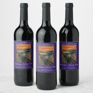 Edvard Munch Painting The Scream (Skrik) 1893 Wine Label