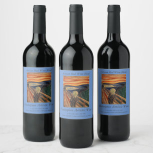Edvard Munch Painting The Scream (Skrik) 1910 Wine Label