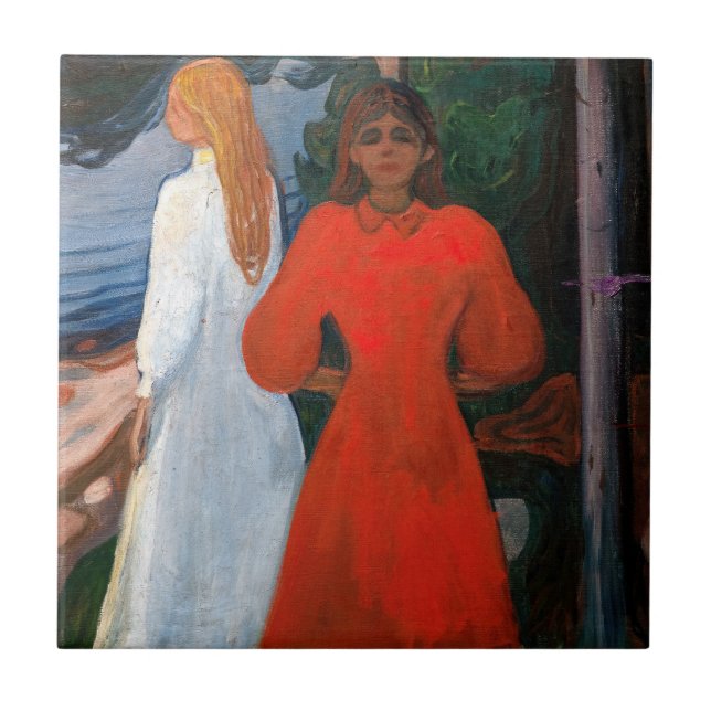 Edvard Munch - Red and White Ceramic Tile (Front)
