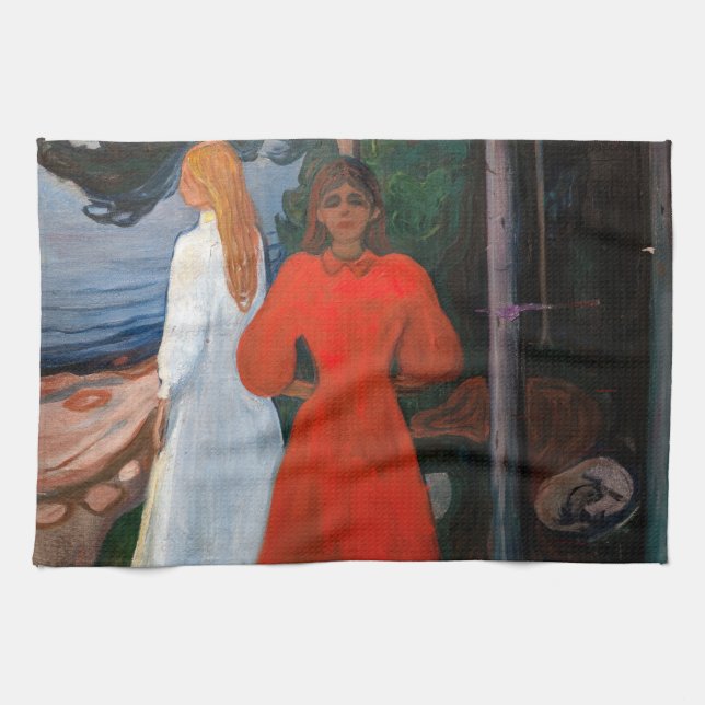 Edvard Munch - Red and White Tea Towel (Horizontal)