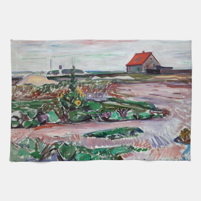 Edvard Munch - Seashore. Landscape near Lubeck Tea Towel (Horizontal)
