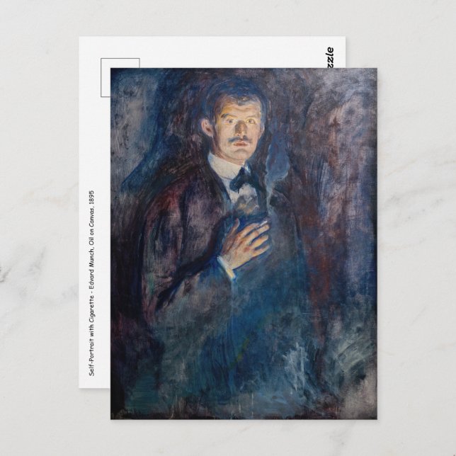Edvard Munch - Self-Portrait with Cigarette Postcard (Front/Back)