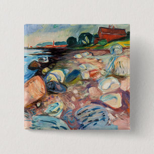 Edvard Munch - Shore with Red House 15 Cm Square Badge
