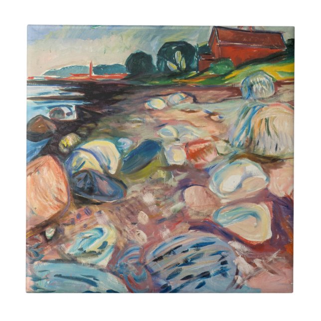 Edvard Munch - Shore with Red House Ceramic Tile (Front)