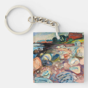 Edvard Munch - Shore with Red House Key Ring