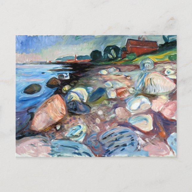 Edvard Munch Shore with Red House Postcard (Front)