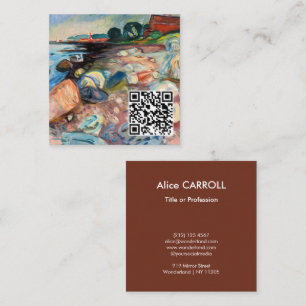 Edvard Munch - Shore with Red House - QR Code Square Business Card