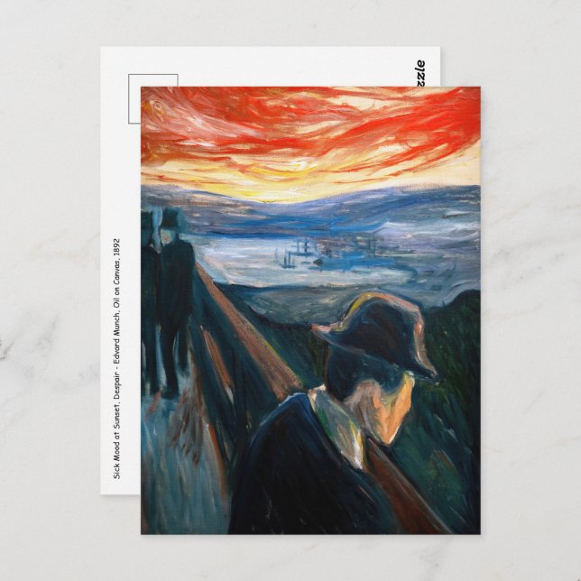 Edvard Munch - Sick Mood at Sunset, Despair 1892 Postcard (Front/Back)