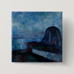 Edvard Munch - Starry Night 1893 15 Cm Square Badge