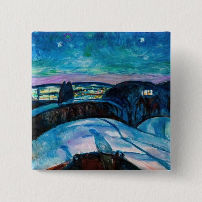 Edvard Munch - Starry Night 1922 15 Cm Square Badge (Front)