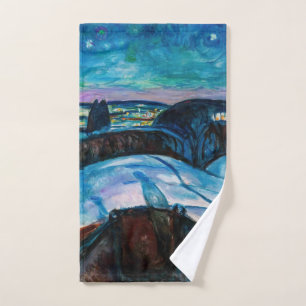 Edvard Munch - Starry Night 1922 Bath Towel Set