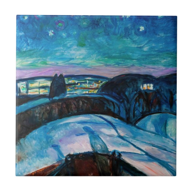 Edvard Munch - Starry Night 1922 Ceramic Tile (Front)