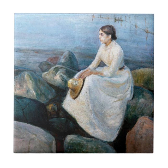 Edvard Munch - Summer Night, Inger on the Beach Ceramic Tile (Front)