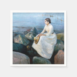 Edvard Munch - Summer Night, Inger on the Beach Napkin