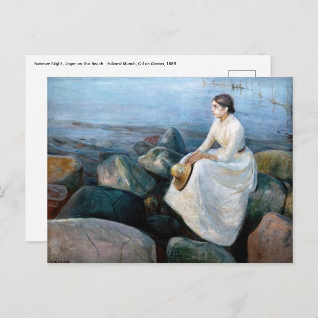 Edvard Munch - Summer Night, Inger on the Beach Postcard (Front/Back)