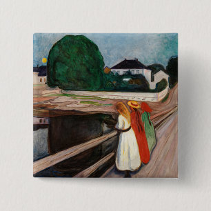Edvard Munch - The Girls on the Bridge 15 Cm Square Badge