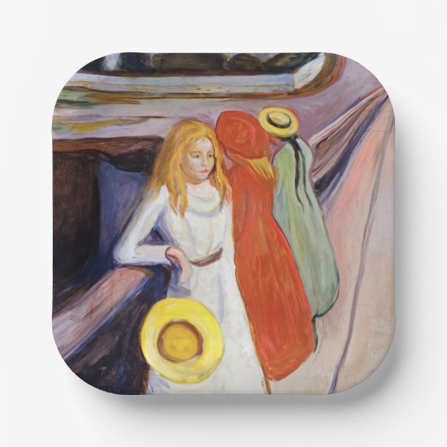 Edvard Munch - The Girls on the Bridge 1901 Paper Plate (Front)