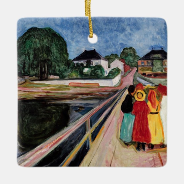 Edvard Munch - The Girls on the Bridge 1902 Ceramic Ornament (Front)