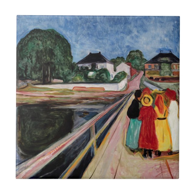 Edvard Munch - The Girls on the Bridge 1902 Ceramic Tile (Front)