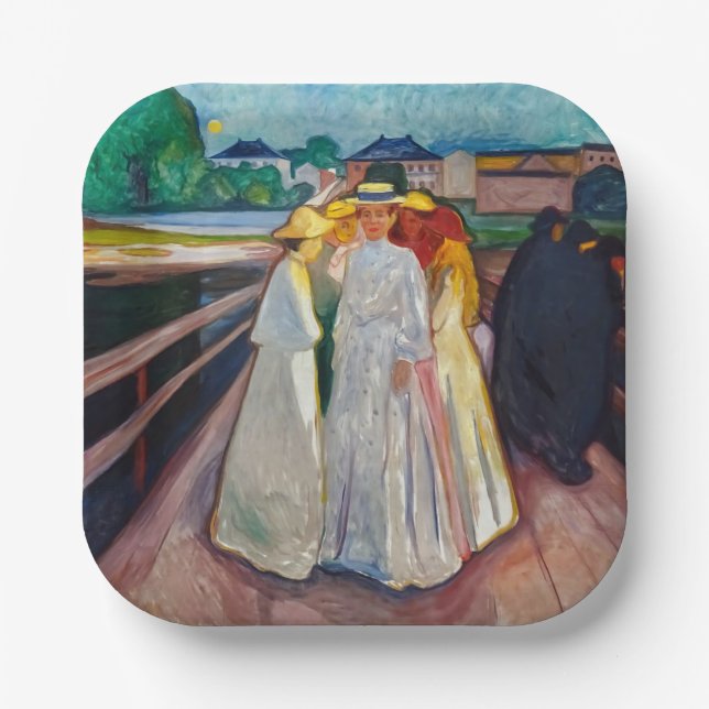 Edvard Munch - The Girls on the Bridge 1903 Paper Plate (Front)