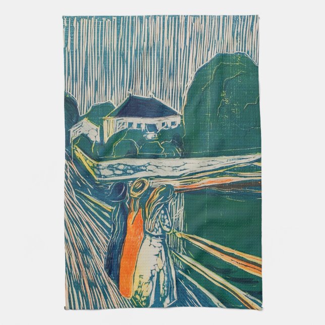Edvard Munch - The Girls on the Bridge, Lithograph Tea Towel (Vertical)