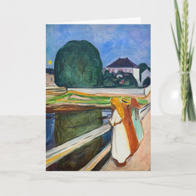 Edvard Munch - The Girls on the Bridge White Night Card (Front)