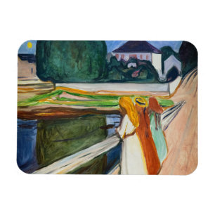 Edvard Munch - The Girls on the Bridge White Night Magnet