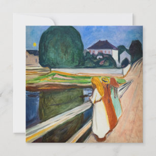 Edvard Munch - The Girls on the Bridge White Night Thank You Card