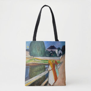 Edvard Munch - The Girls on the Bridge White Night Tote Bag