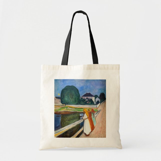 Edvard Munch - The Girls on the Bridge White Night Tote Bag (Front)