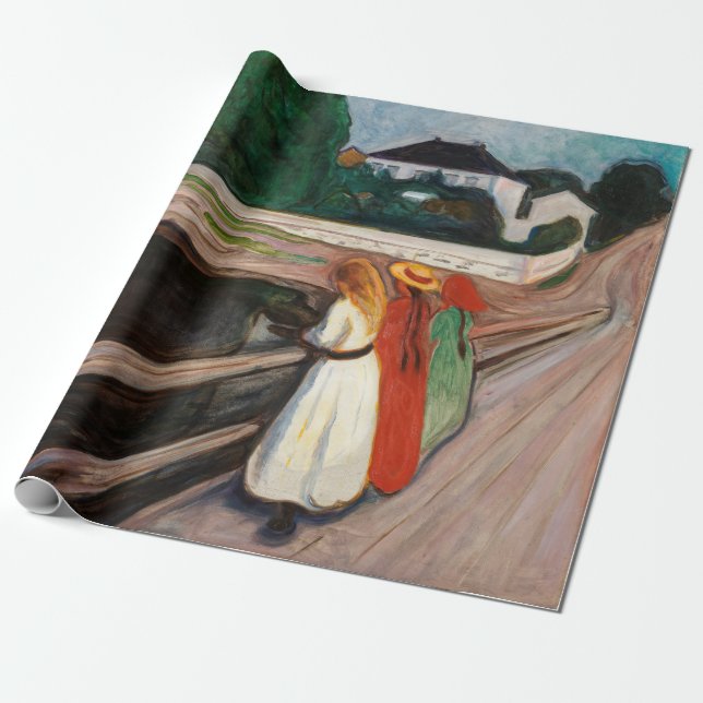 Edvard Munch - The Girls on the Bridge Wrapping Paper (Unrolled)