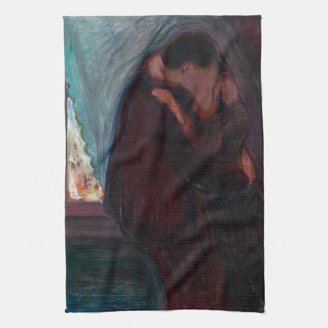 Edvard Munch - The Kiss Tea Towel (Vertical)