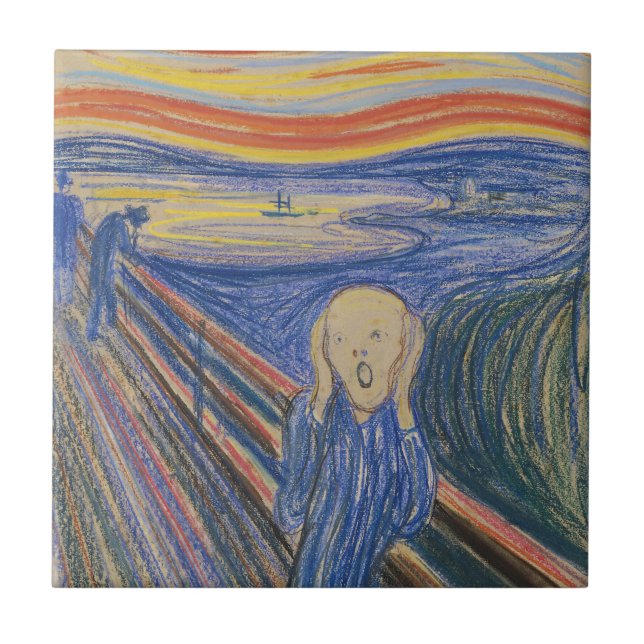 Edvard Munch The Scream 1895 Pastel Art Print Ceramic Tile (Front)