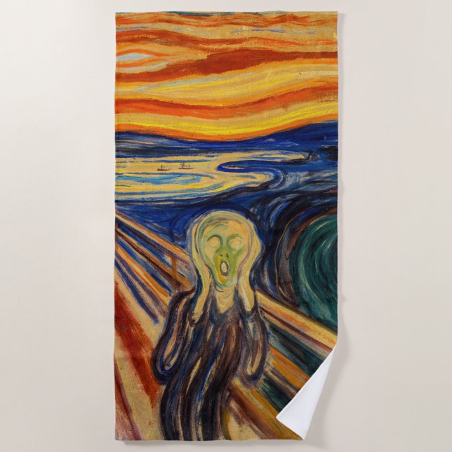 Edvard Munch - The Scream 1910 Beach Towel (Front)