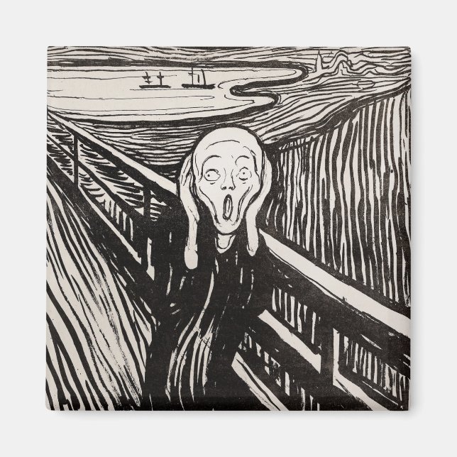 Edvard Munch The Scream Lithograph Print Famous Magnet (Front)