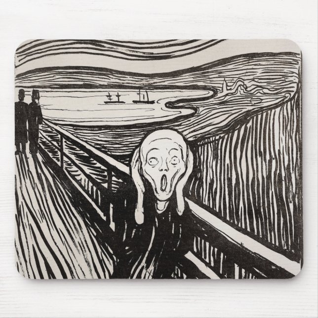 Edvard Munch The Scream Lithograph Print Famous Mouse Pad (Front)