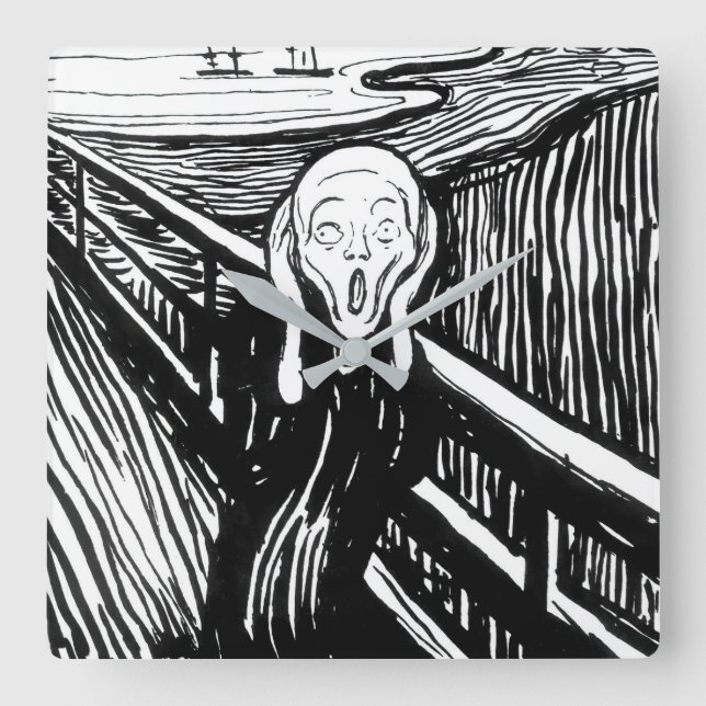 Edvard Munch - The Scream Lithography Square Wall Clock (Front)