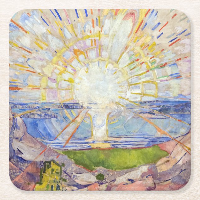 Edvard Munch - The Sun 1911 Square Paper Coaster (Front)