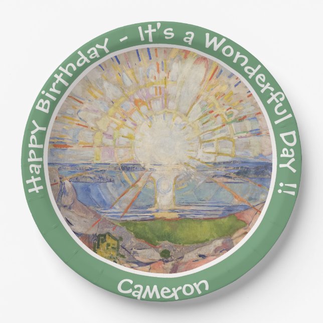 Edvard Munch The Sun (Solen) - Sunrise Party Items Paper Plate (Front)