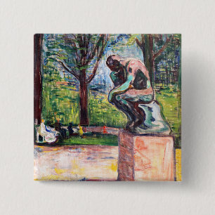 Edvard Munch - The Thinker by Rodin 15 Cm Square Badge