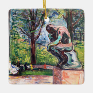 Edvard Munch - The Thinker by Rodin Ceramic Ornament