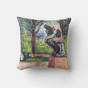 Edvard Munch - The Thinker by Rodin Cushion