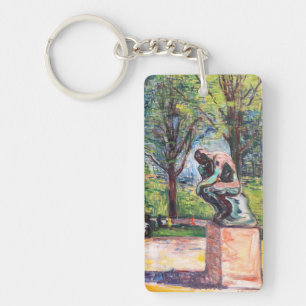 Edvard Munch - The Thinker by Rodin Key Ring
