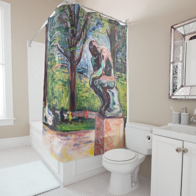 Edvard Munch - The Thinker by Rodin Shower Curtain (In Situ)